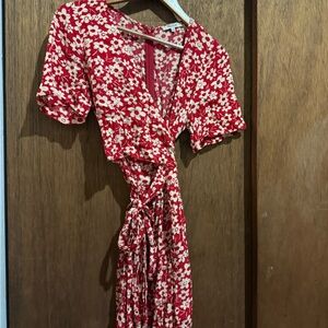 Madewell Floral Red Wrap romper